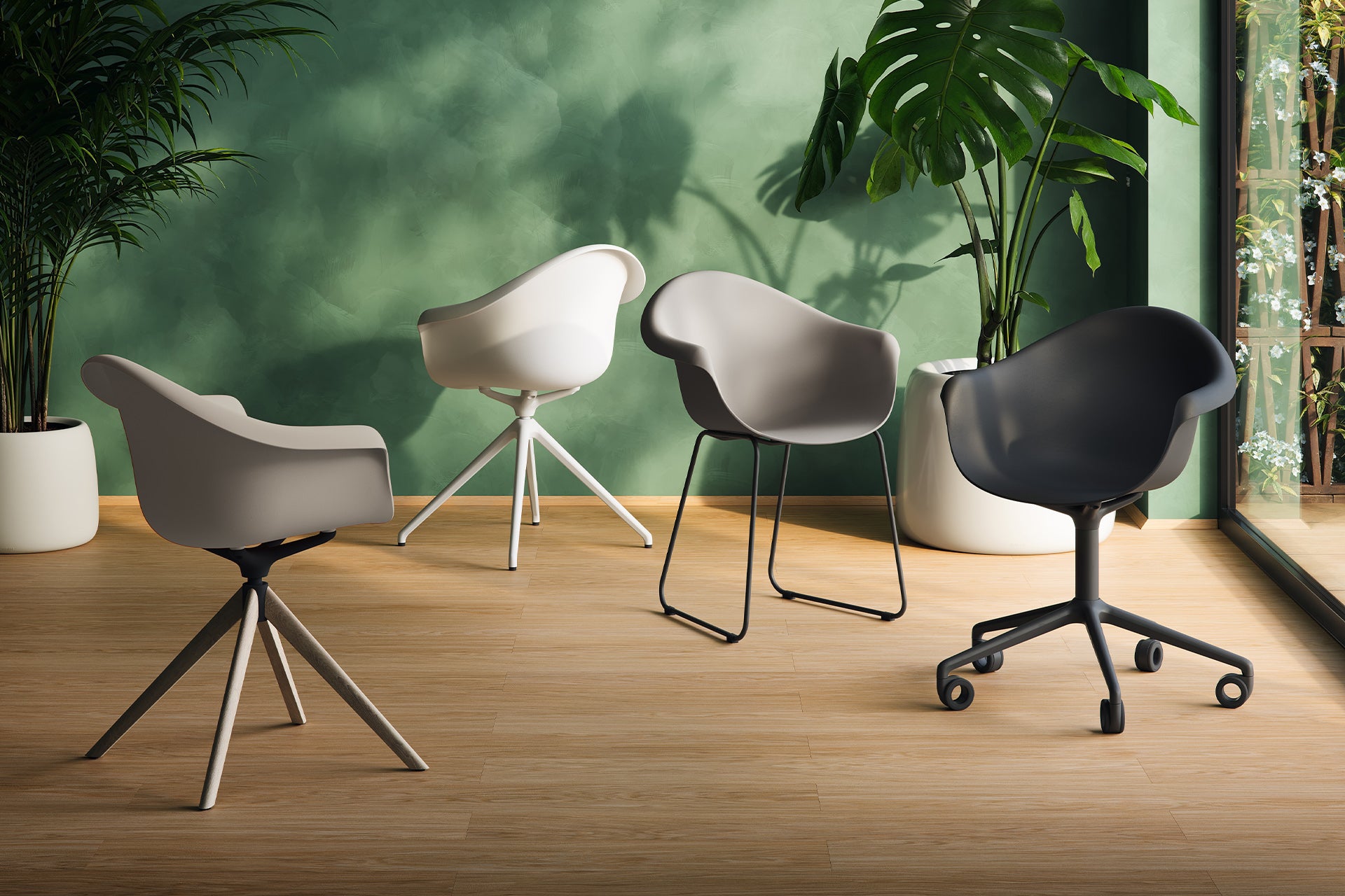 Incasso Swivel Armchair With Wooden Legs